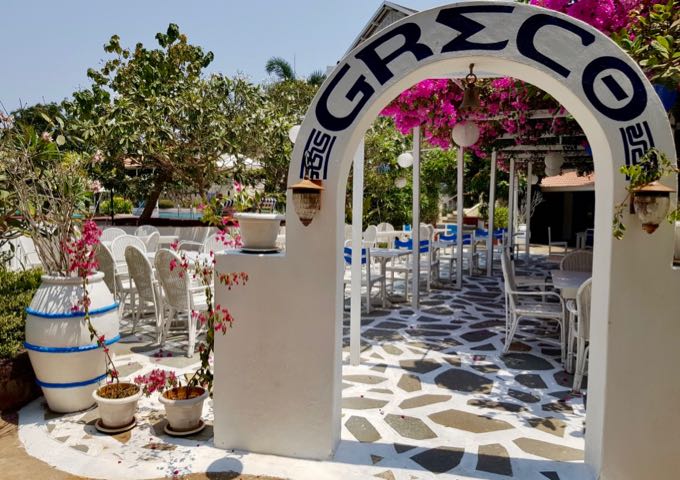 The poolside Greco restaurant is renowned across the region.