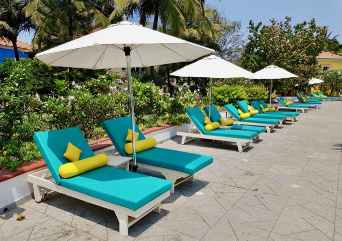 There are plenty of sunbeds for the guests.