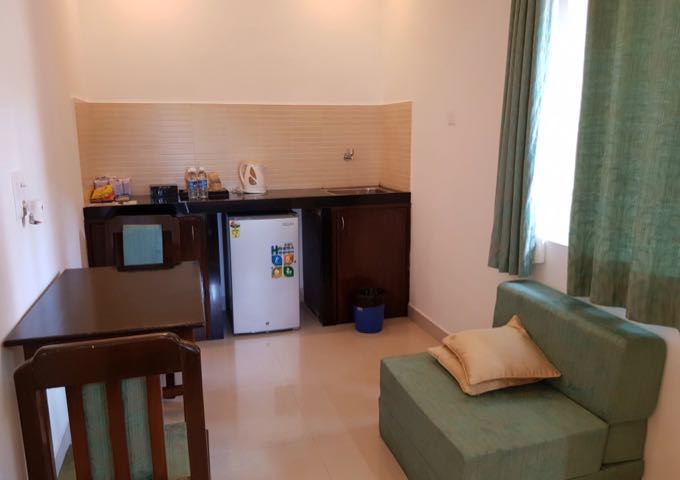 Suites have separate living areas with small kitchen platforms.
