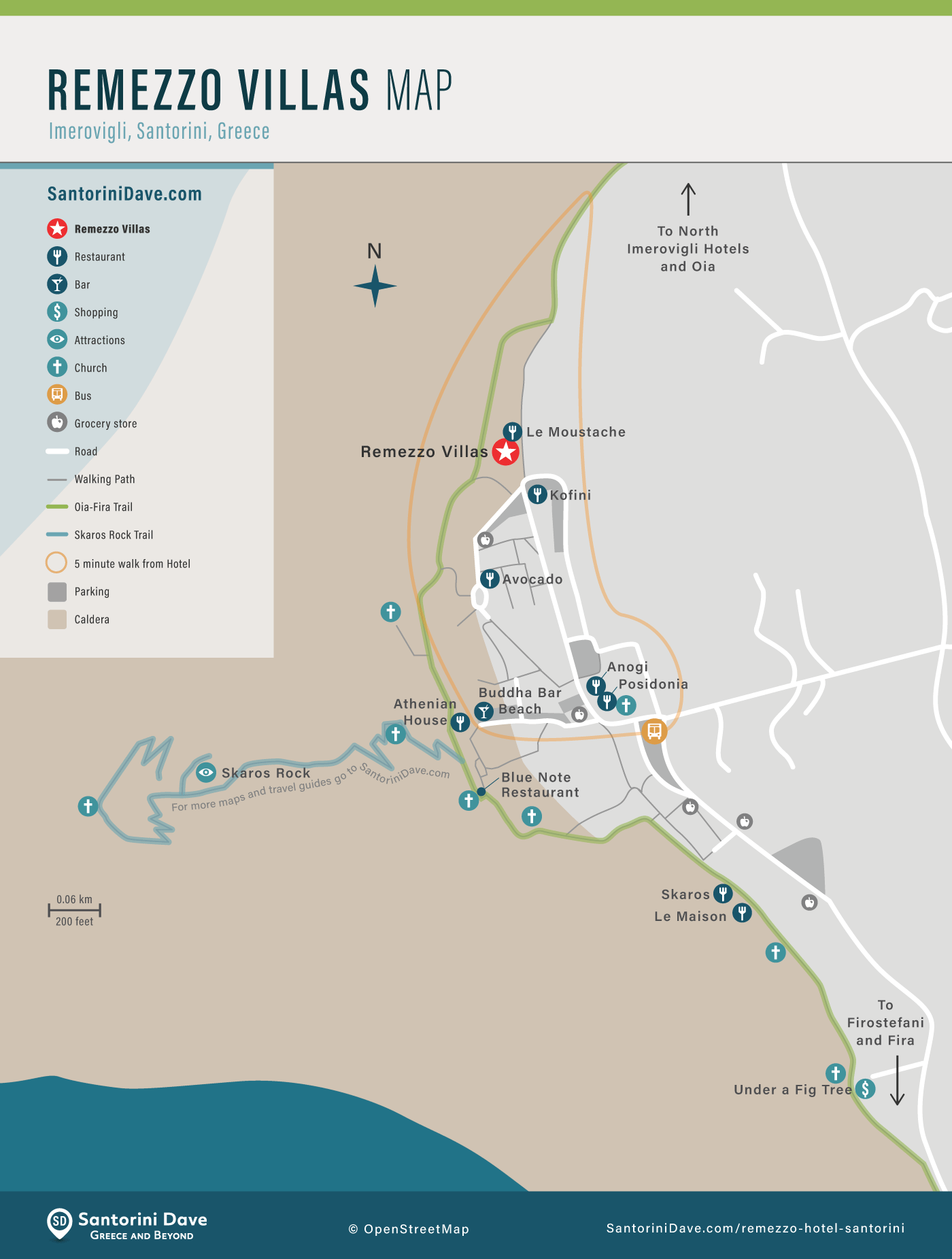 Map of Remezzo Villas in Imerovigli.
