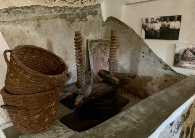 Old baskets and winemaking tools