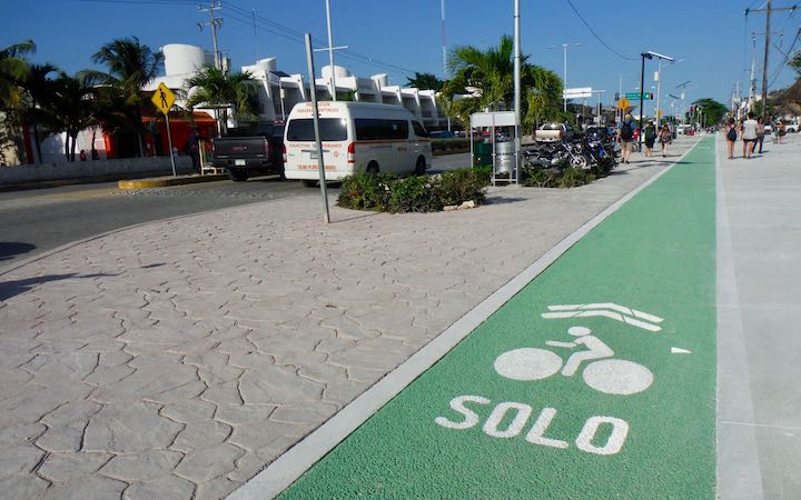 The bike lane in Tulum Pueblo.