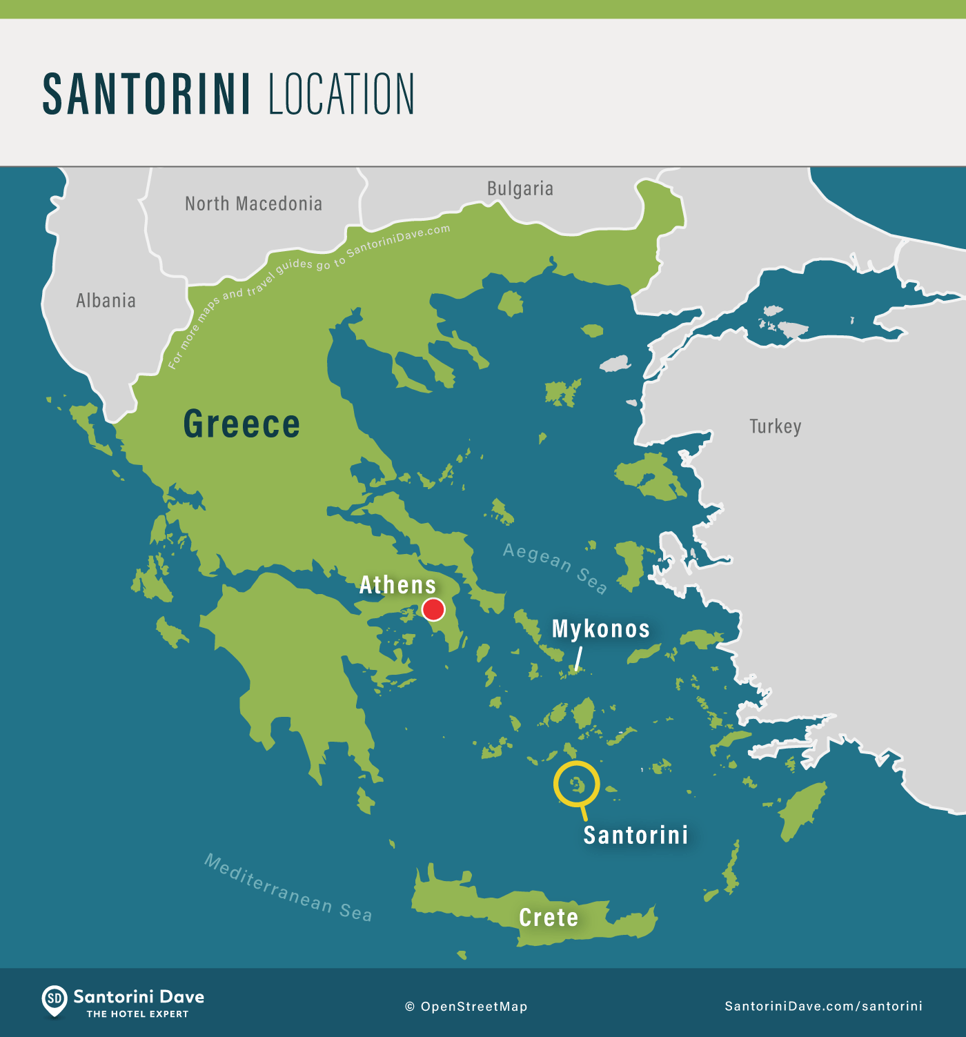 Map of Santorini's location in Greece