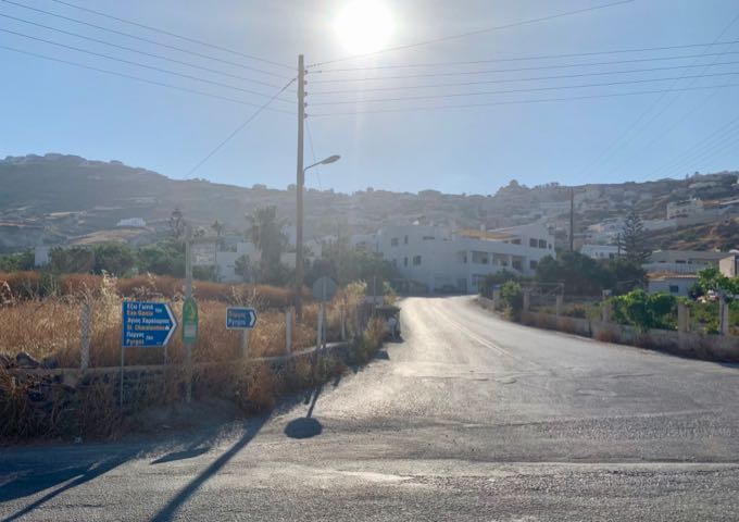Bus stop on a rural road in Santorini
