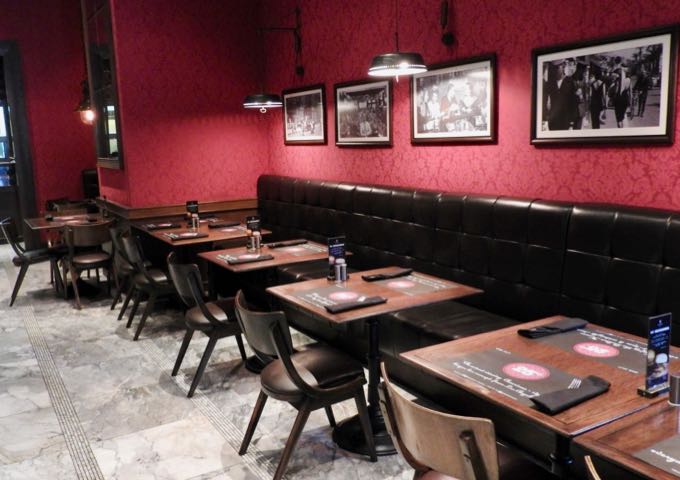 The interior of the restaurant has an American vibe.