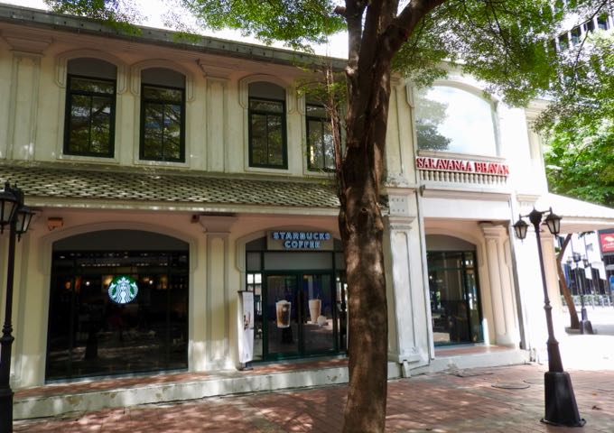 The ever-popular Starbucks is located under Saravana Bhavan.