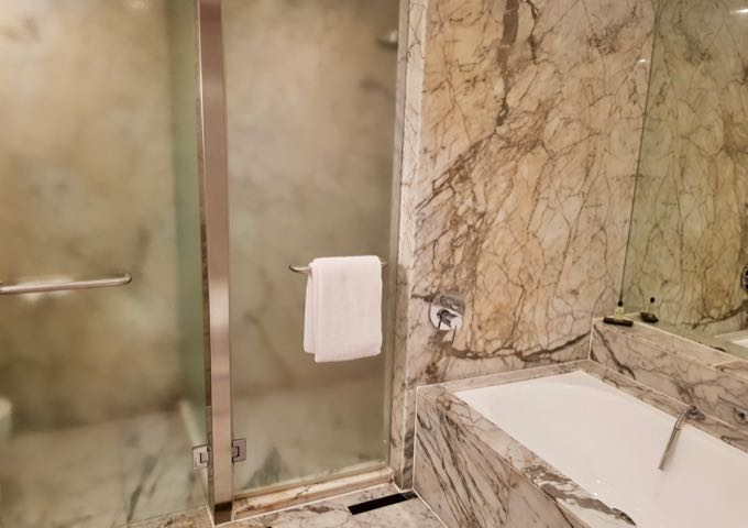 All rooms have exquisite marble bathrooms.