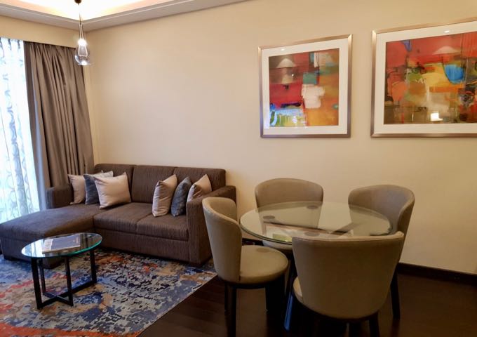 Spacious living area of the Executive Suite.