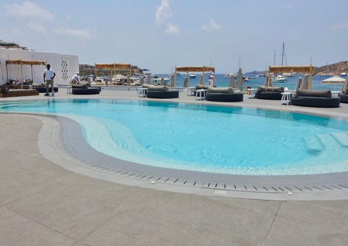 The saltwater pool offers beach and sea views.