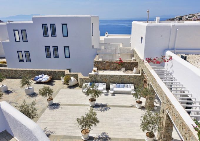 The hotel has a traditional Cycladic architecture.