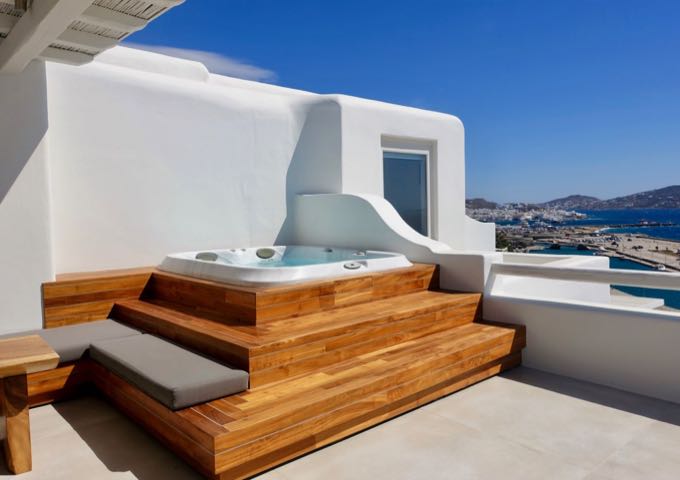 The private terrace features a heated jacuzzi.