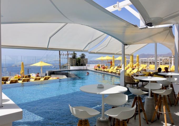 The saltwater pool offers beach and sea views.