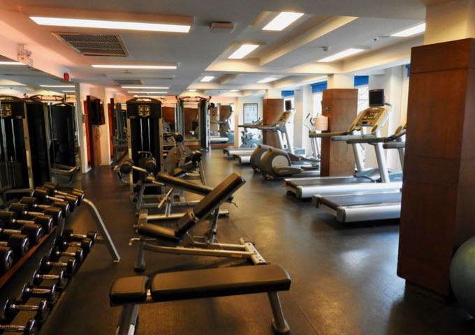 The gym is large and very well-equipped.