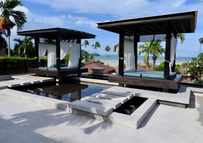 The cabanas by this pool are free to use.