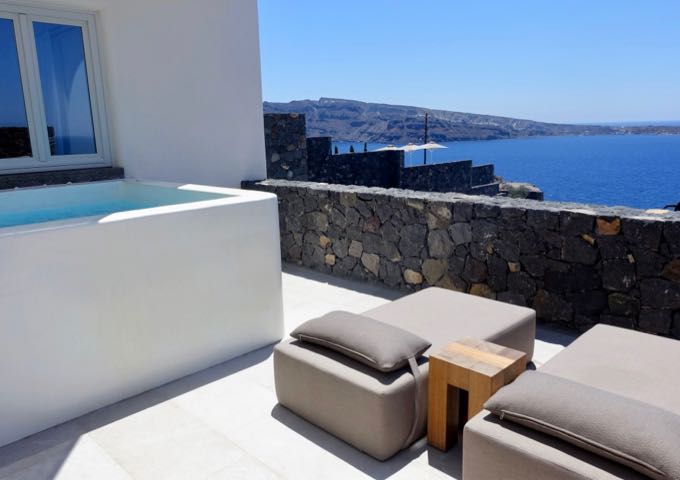 The Honeymoon Suites feature a large terrace with a heated plunge pool.