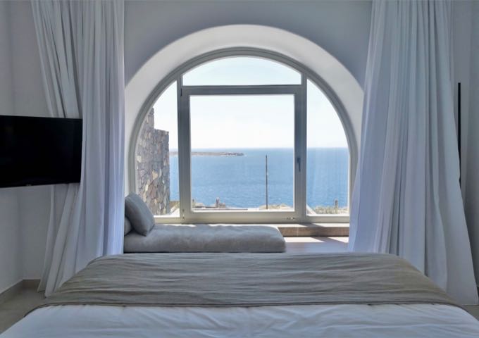 The bed offers romantic sea views.