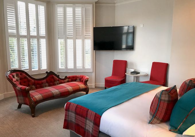 The spacious Deluxe King Park View rooms have large windows.