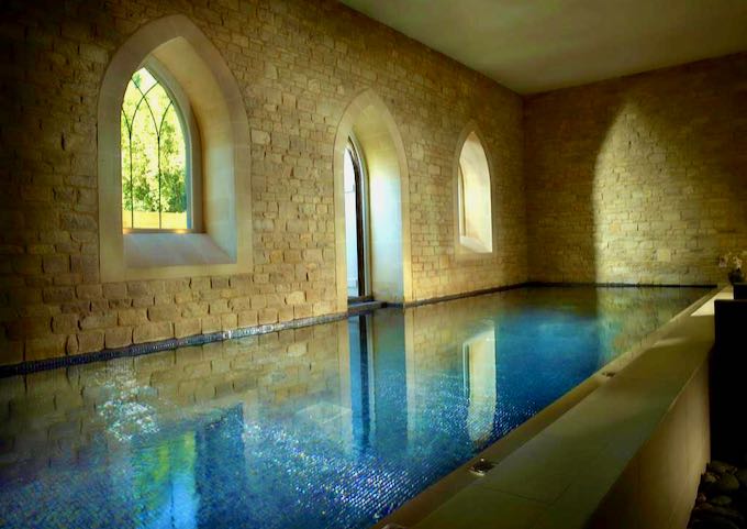 The spa pool has a very striking setting.