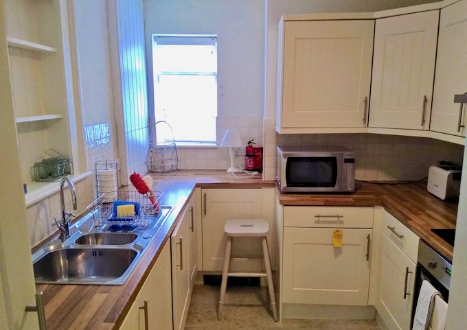 The apartment has a fully-equipped kitchen.