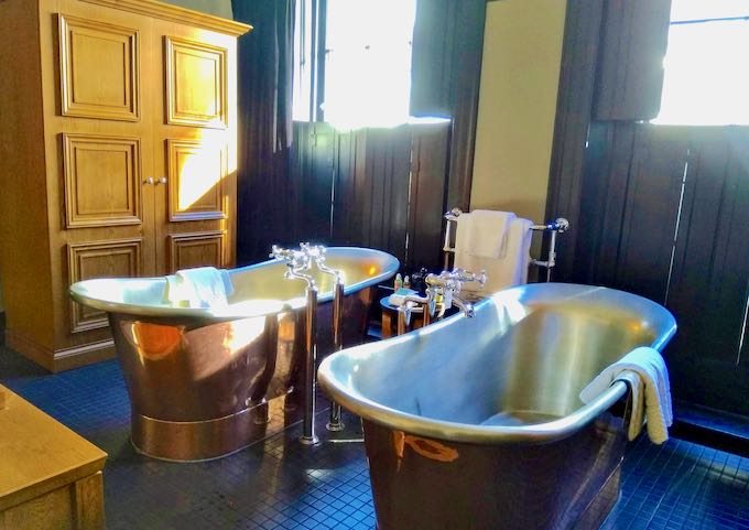 The Wolf Blass suite has twin copper bathtubs.