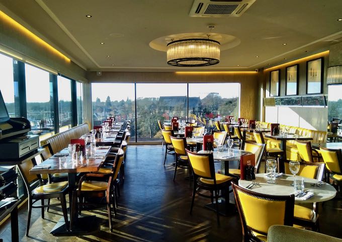 Brasserie SIX is bright and offers lovely views.