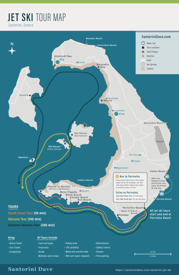 35 Maps of Santorini - Hotels, Towns, Beaches, Hikes, & Ferry Port