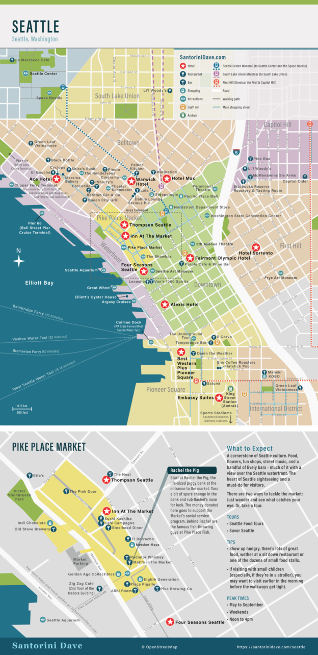 SEATTLE MAPS Downtown  Pike Place Market  Attractions