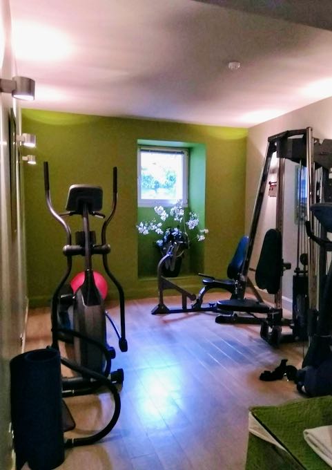 The small gym is in the basement.