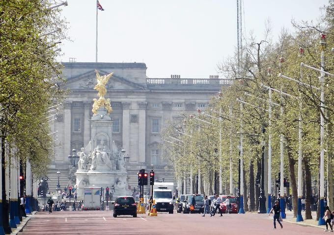 Buckingham Palace is within walking distance of Trafalgar Square.