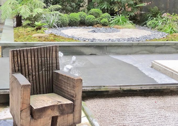 The courtyard has a Japanese garden.