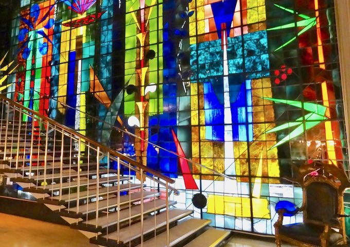 The floating staircase and 32ft stained glass window are magnificent.