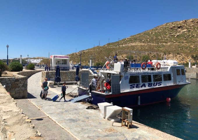 Passengers loading the Sea Bus water taxi in Mykonos