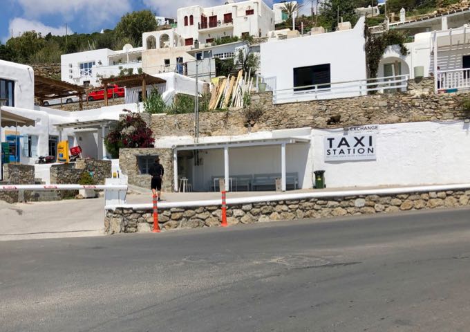 An empty taxi stand in Mykonos Town