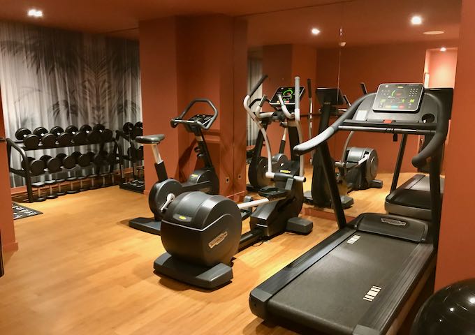 The small gym is well-equipped.