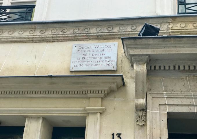 A plaque marks the death of Oscar Wilde at the hotel.