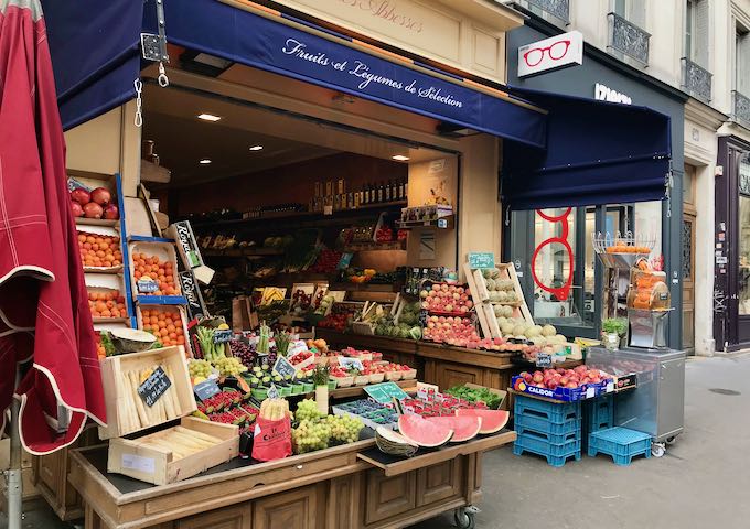 Au Verger des Abbesses sells fresh fruits and vegetables.