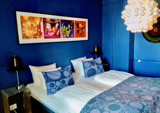 The Panton Suite bedroom is blue in color.