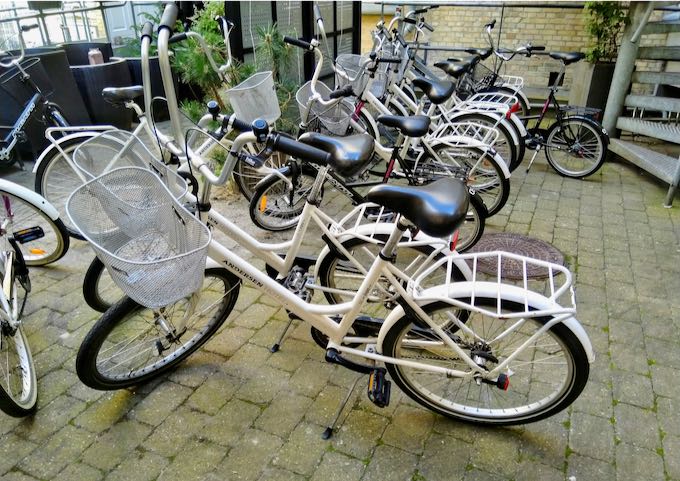 The hotel rents out bicycles to its guests.