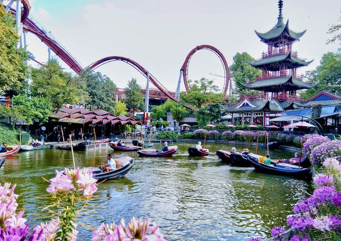 Tivoli Gardens is just opposite the central station.
