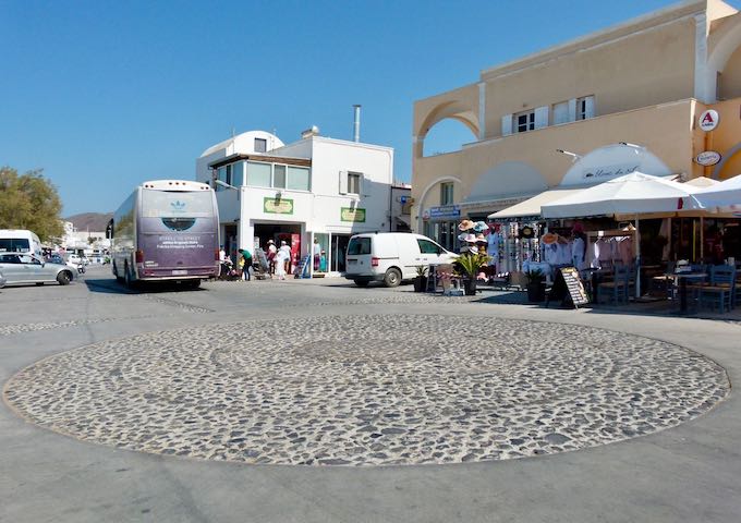 Departing the Oia bus station