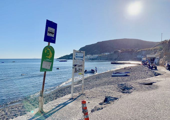 The Akrotiri beach bus stop.