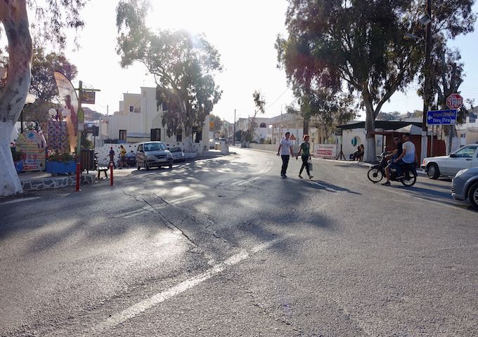 Bus stop in the main square of Emporio.