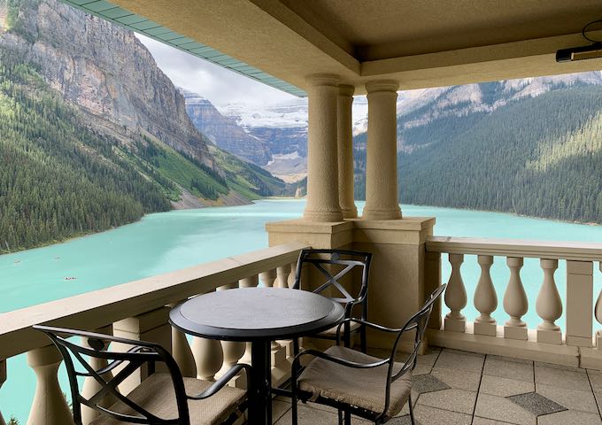 The suite's balcony offers amazing lake views.