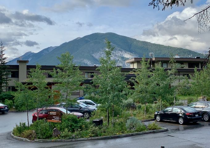 The hotel is located at the base of Mount Norquay.