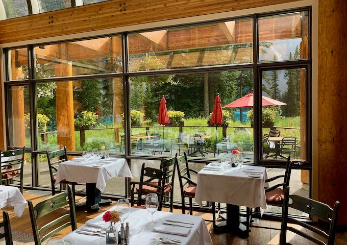 The restaurant offers upscale dining with an outdoor patio.