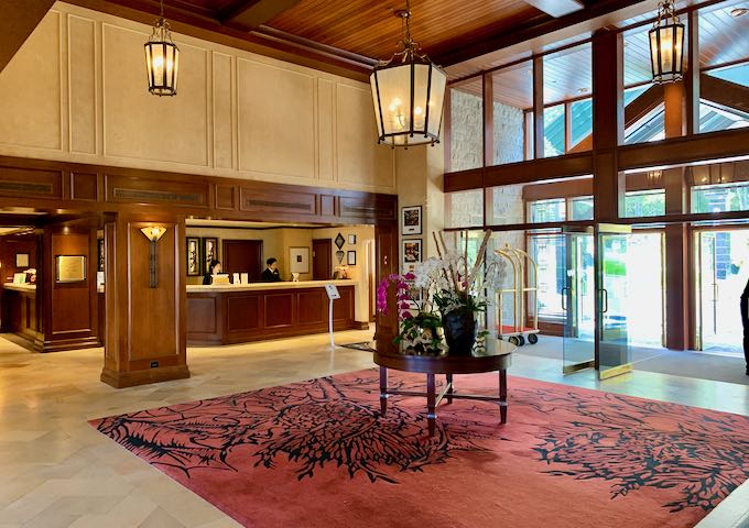 The hotel has an elegant lobby.
