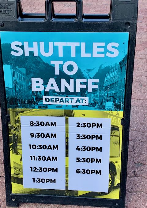 The hotel offers free hourly shuttle service to Banff.