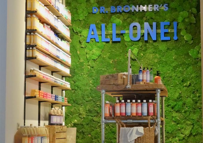 Dr Bronner's sells its famous all-in-one soap.