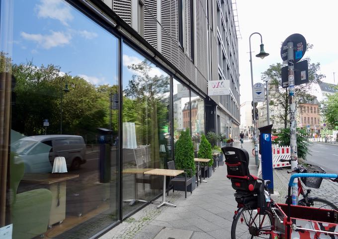 The hotel's modern building is located on Weinmeisterstrasse.