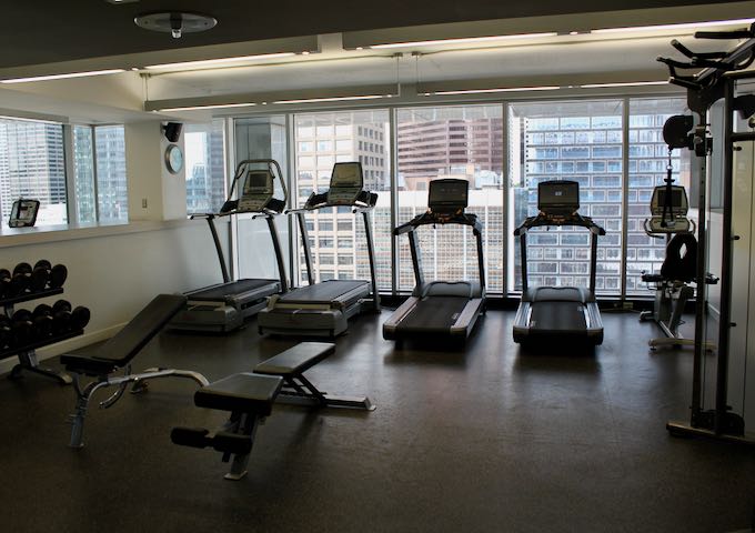 The gym is split into two fitness rooms.